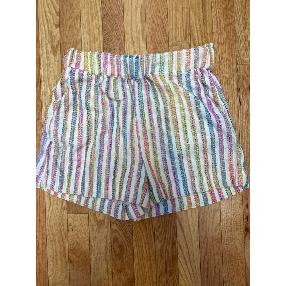 Lou & Grey Multi Color Striped Textured Pull On Shorts Small White Pink Blue